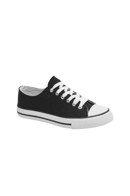 Black Lace-Up Canvas Shoes, , large image number 4