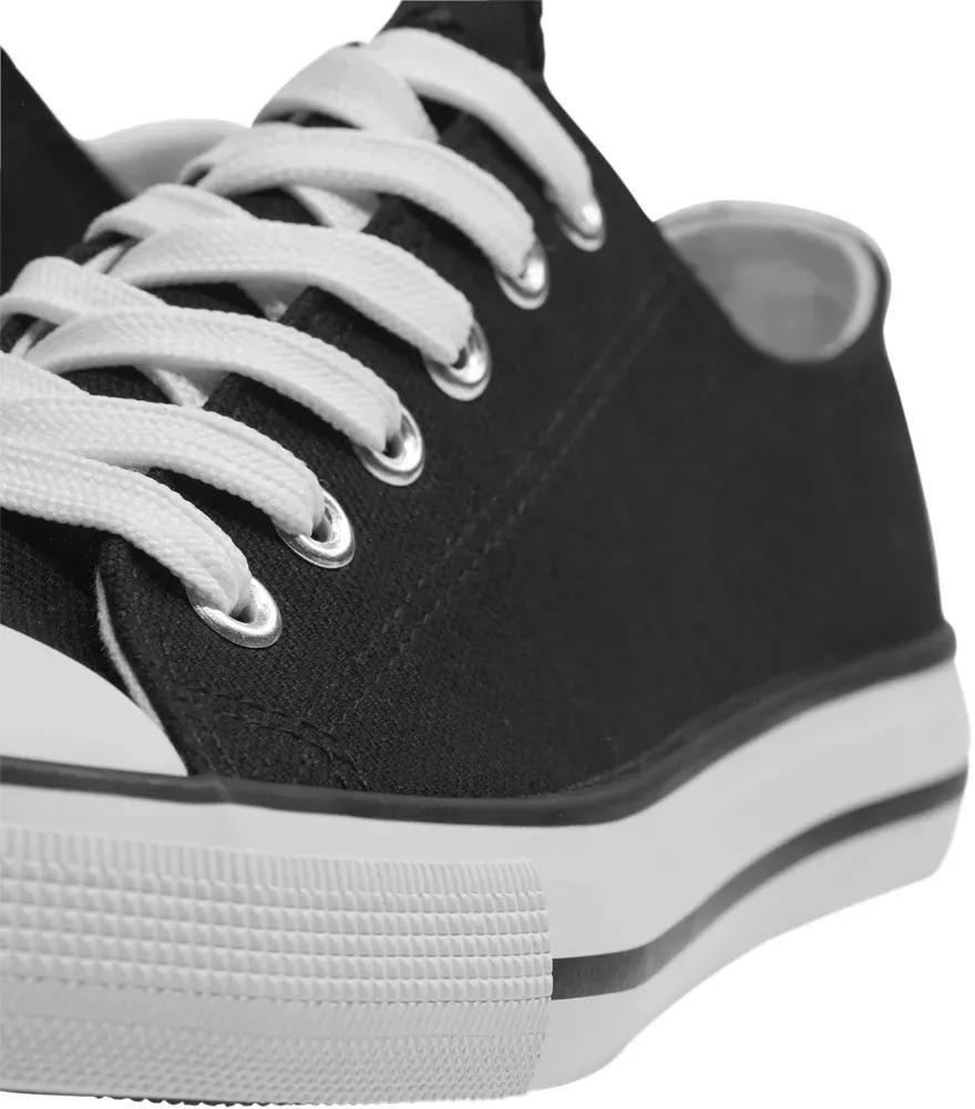 Black Lace-Up Canvas Shoes, , large image number 5