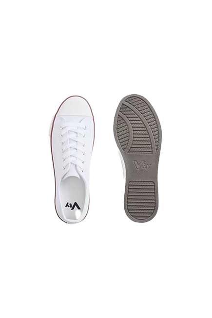 White Lace-Up Canvas Shoes, , large image number 1
