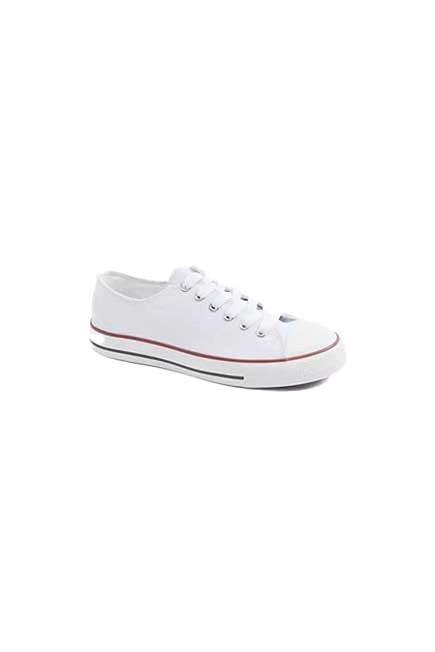 White Lace-Up Canvas Shoes, , large image number 3