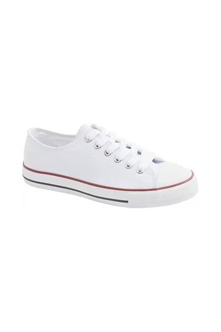 White Lace-Up Canvas Shoes, , large image number 5