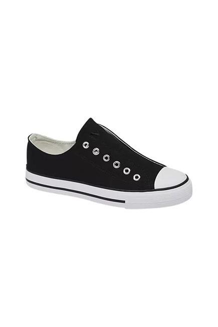 Black Lace-Up Canvas Shoes, , large image number 0