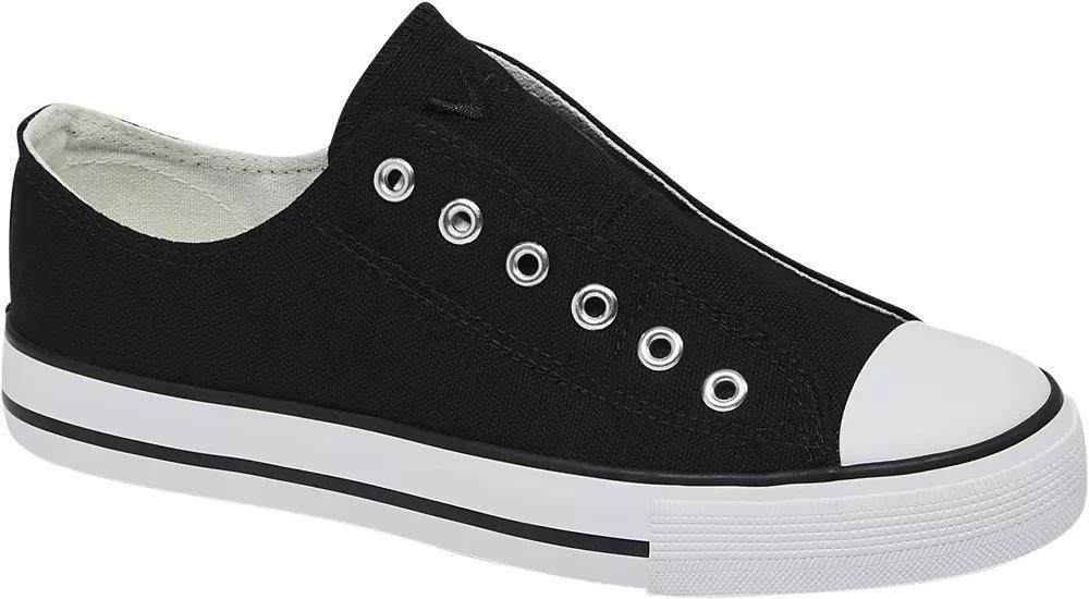 Black Lace-Up Canvas Shoes, , large image number 3
