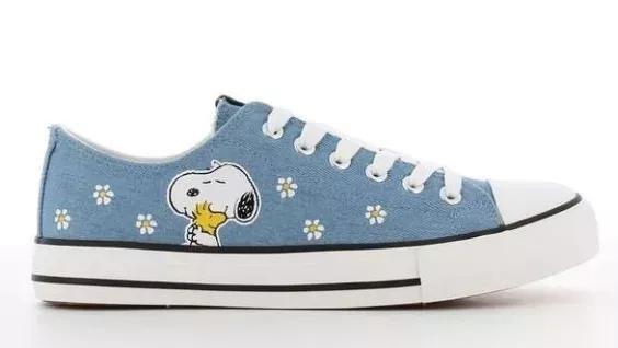 Blue Snoopy Denim Sneakers, , large image number 1