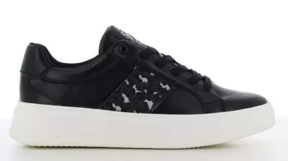 Black Leather Trainers, , large image number 1