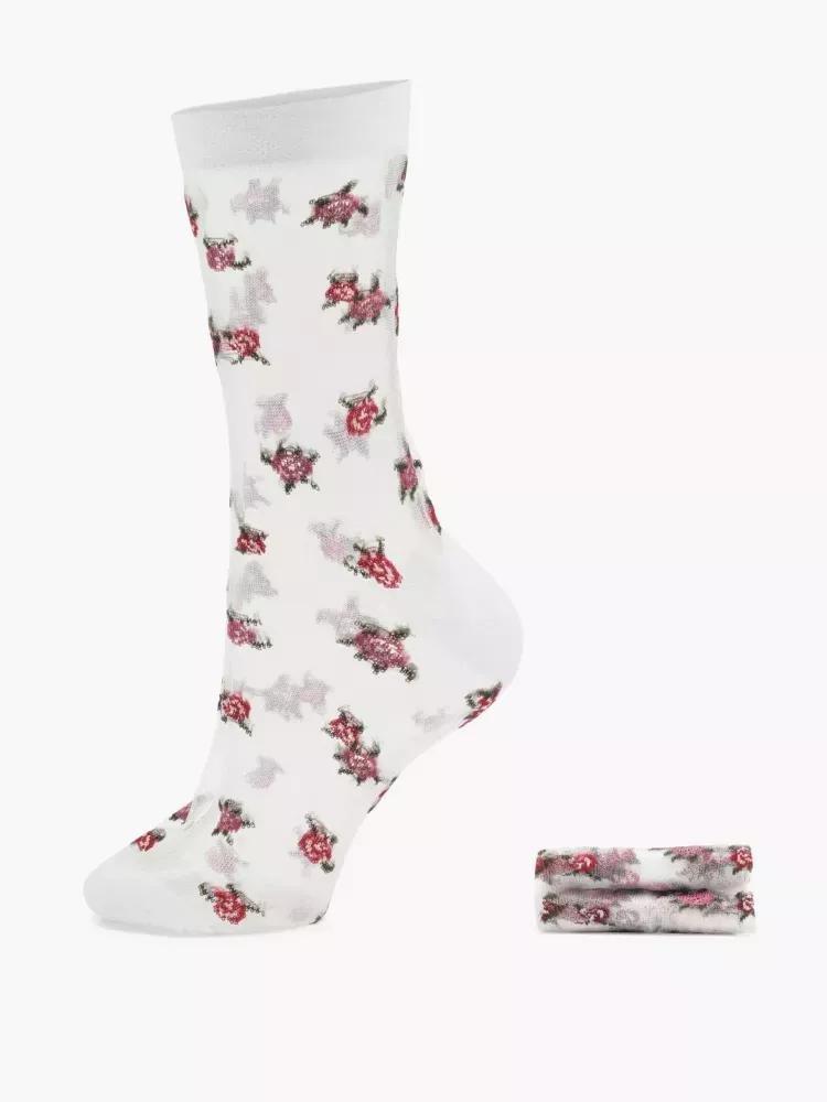 White Floral Socks, Set Of 2, , large image number 0