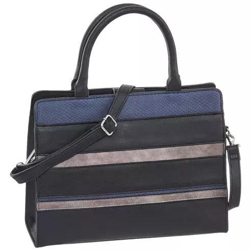 Black Hand Bag With With Colored Stripes, Women, , large image number 2