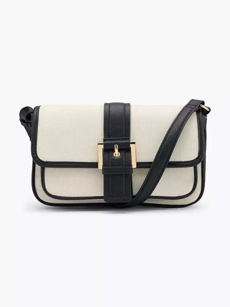 Beige Buckle Detail Handbag, No Color, large image number 0