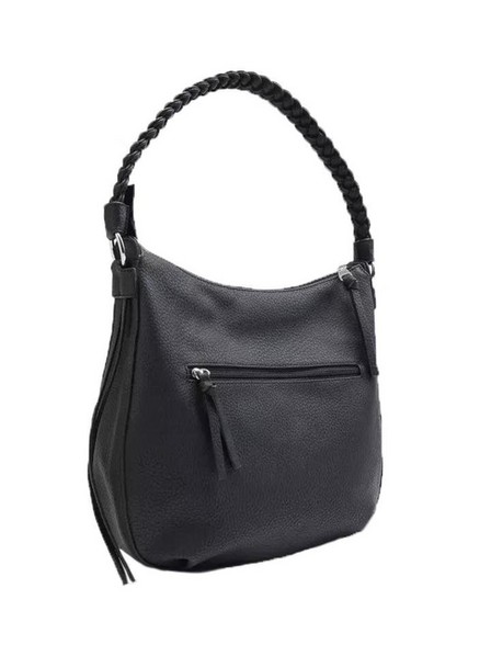 Graceland - Black Shoulder Bag With Braided Handle
