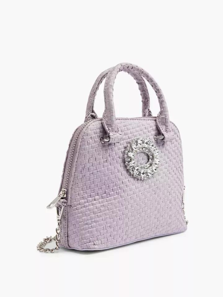 Lilac Woven Textured Cross Body Bag, No Color, large image number 1