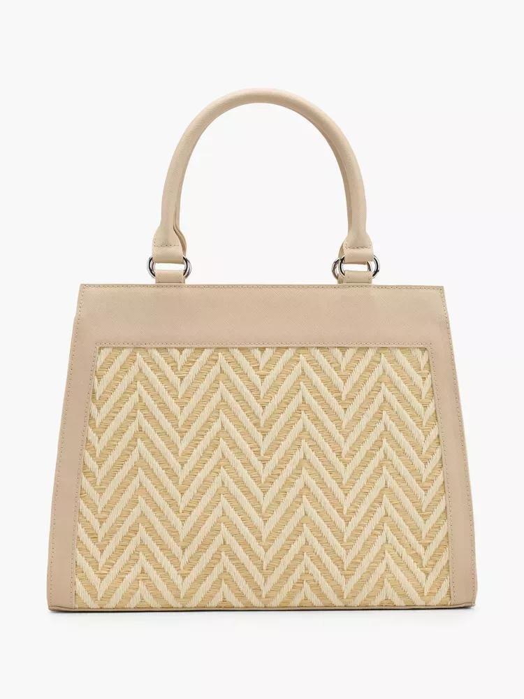 Beige Embroidered Handbag, No Color, large image number 0