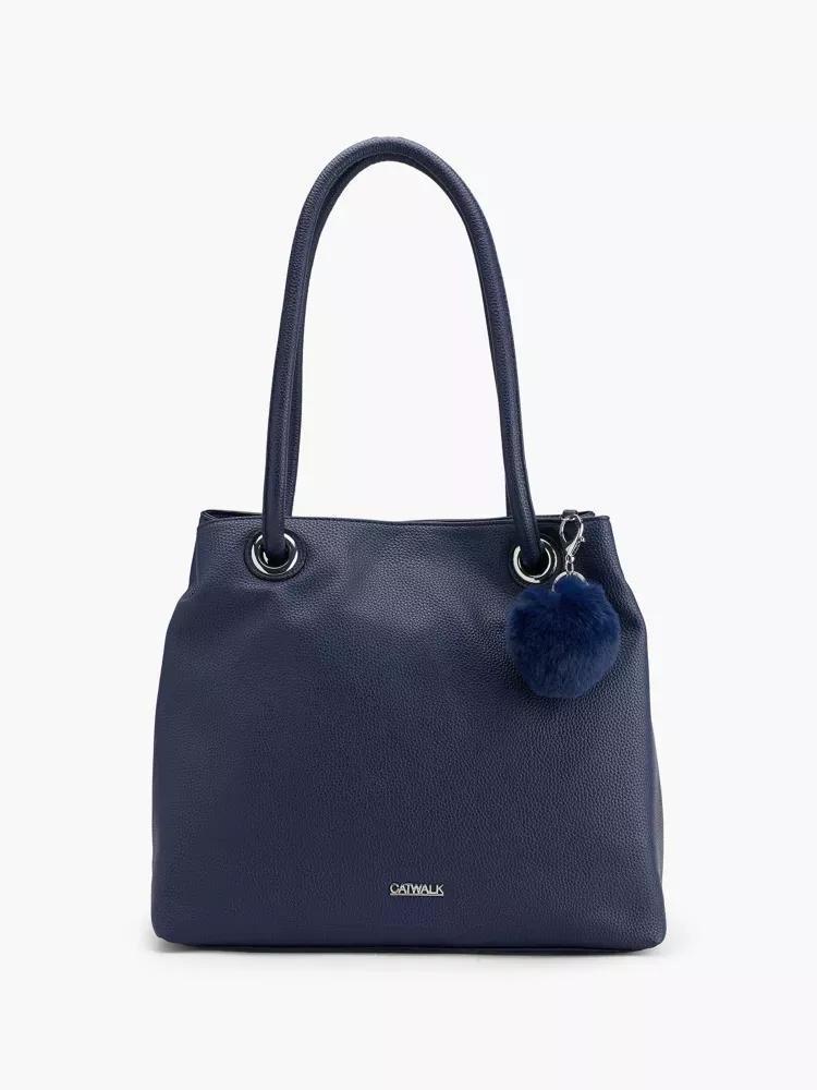 Navy Zipper Detail Handbag, , medium