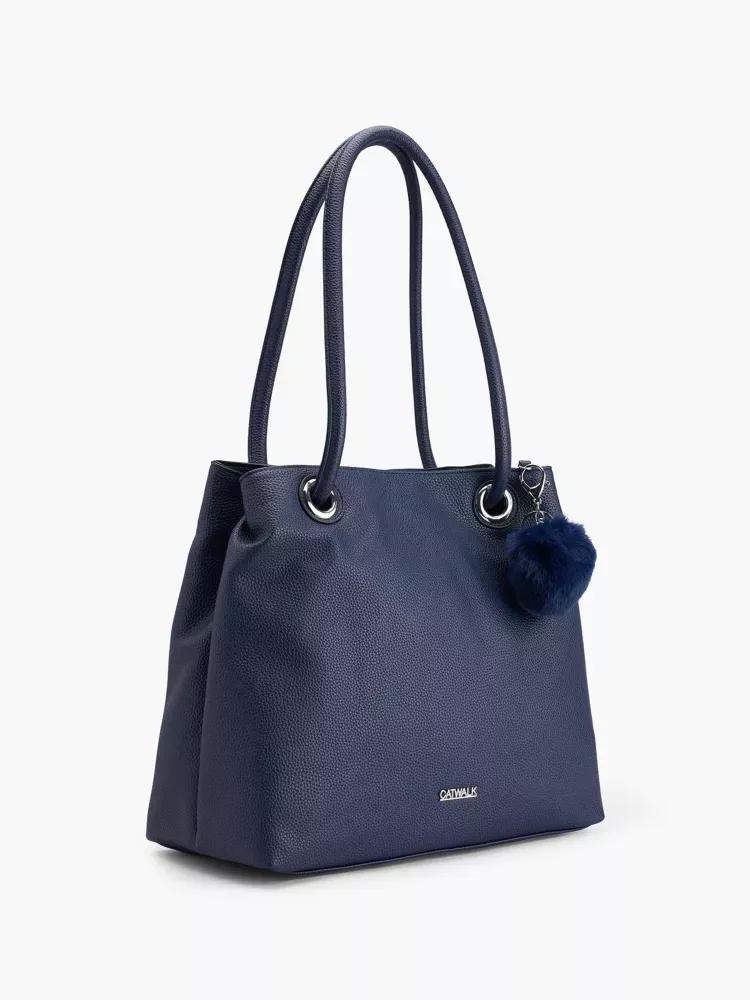 Navy Zipper Detail Handbag, No Color, large image number 1