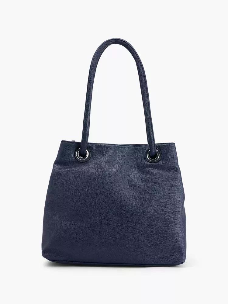Navy Zipper Detail Handbag, No Color, large image number 2