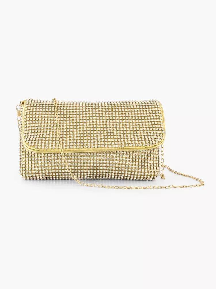 Gold Rhinestone Purse, No Color, large image number 0
