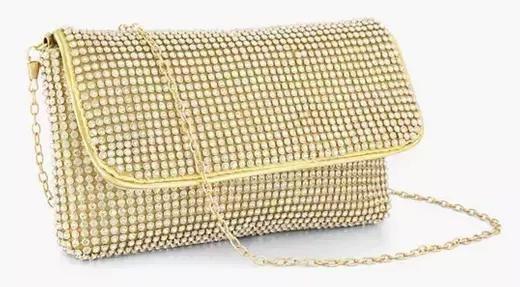 Gold Rhinestone Purse, No Color, large image number 1