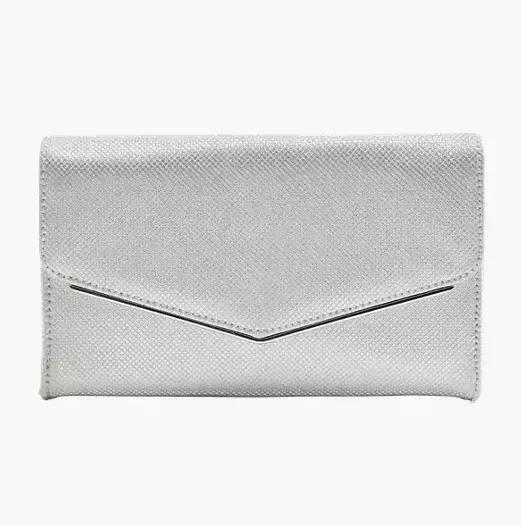 Silver Metallic Clutch Bag, No Color, large image number 0
