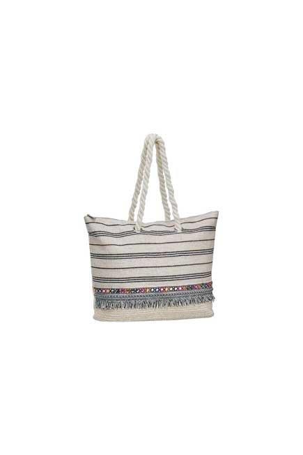 Beige Hand Bag With Fringes, Women, , large image number 0