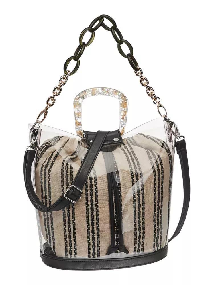 Beige And Black Shoulder Bag, Women, , large image number 1