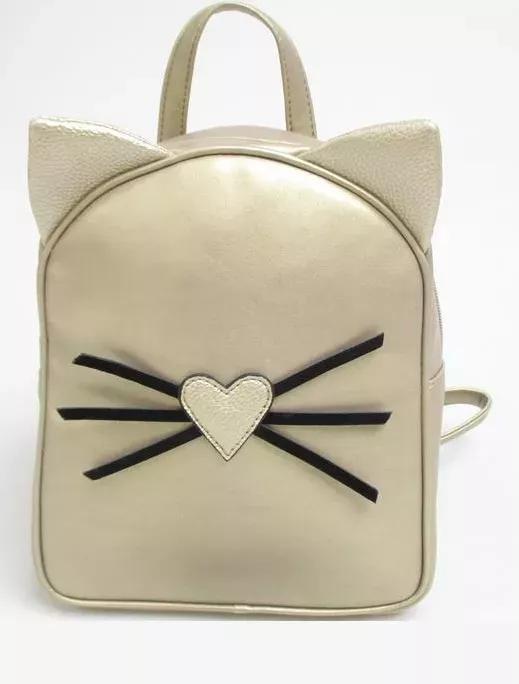 Gold Cat Face Bag, No Color, large image number 0