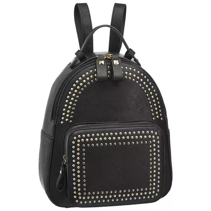 Black Backpack With Studds, Women, No Color, large image number 0