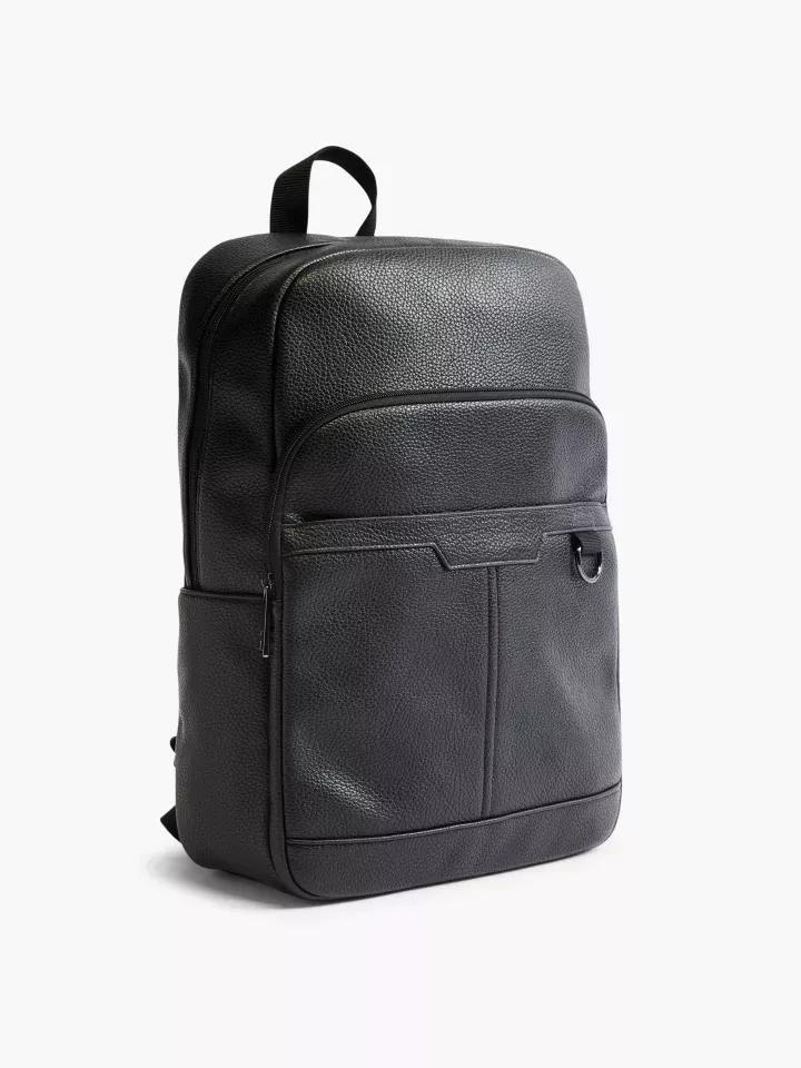 Black Leather Backpack, No Color, large image number 0