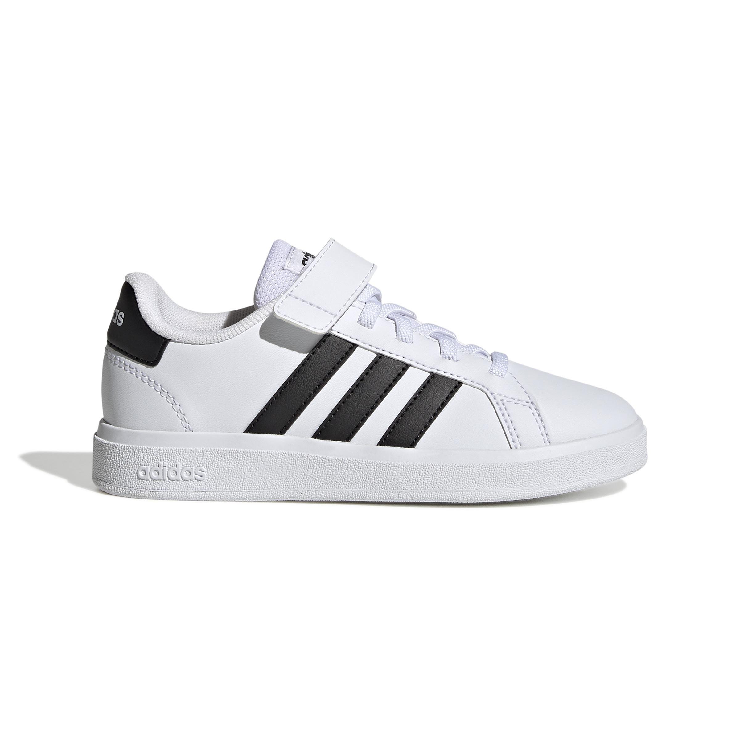White Grand Court Elastic Shoes, Kids Unisex, , large image number 0