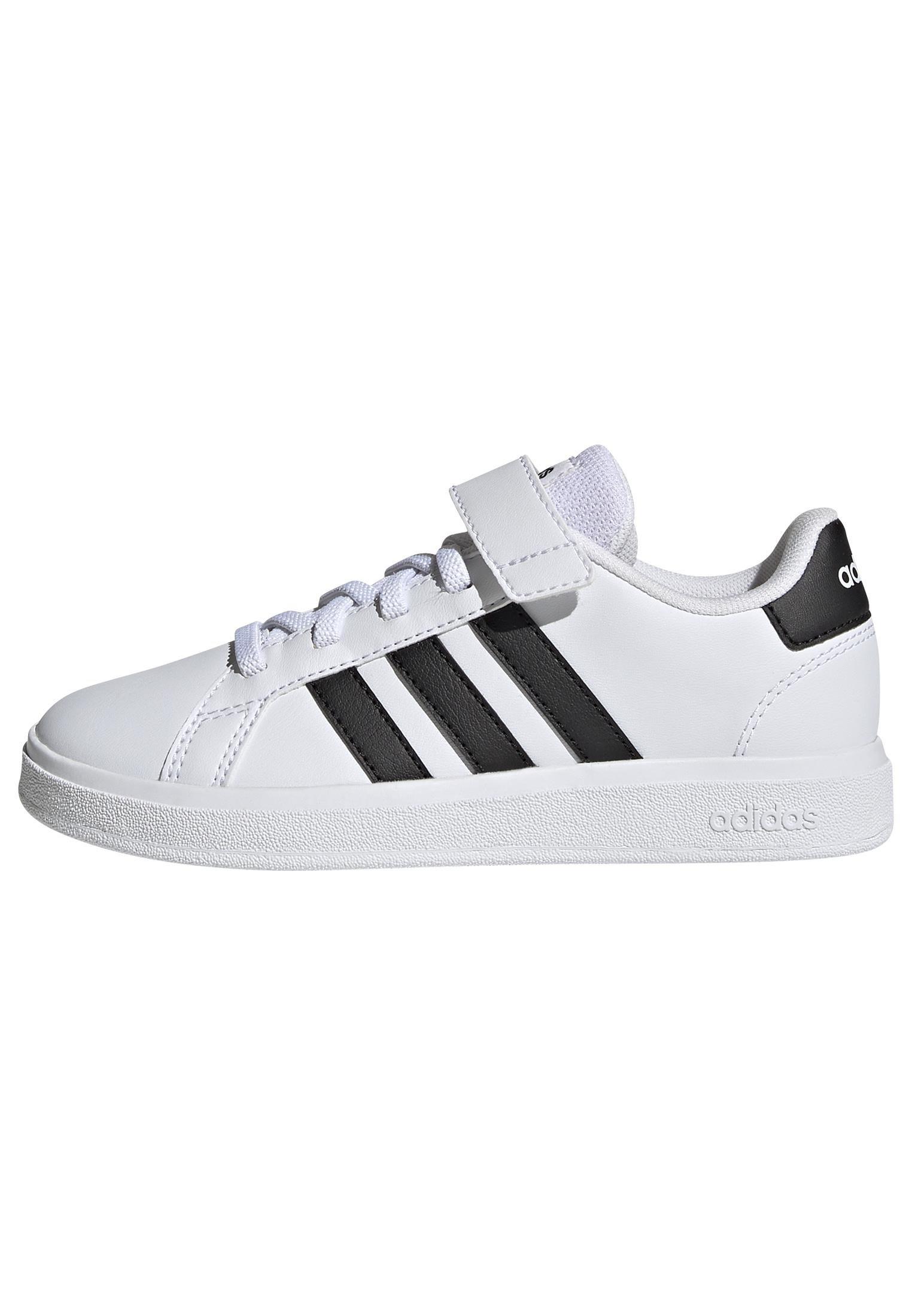 White Grand Court Elastic Shoes, Kids Unisex, , large image number 8