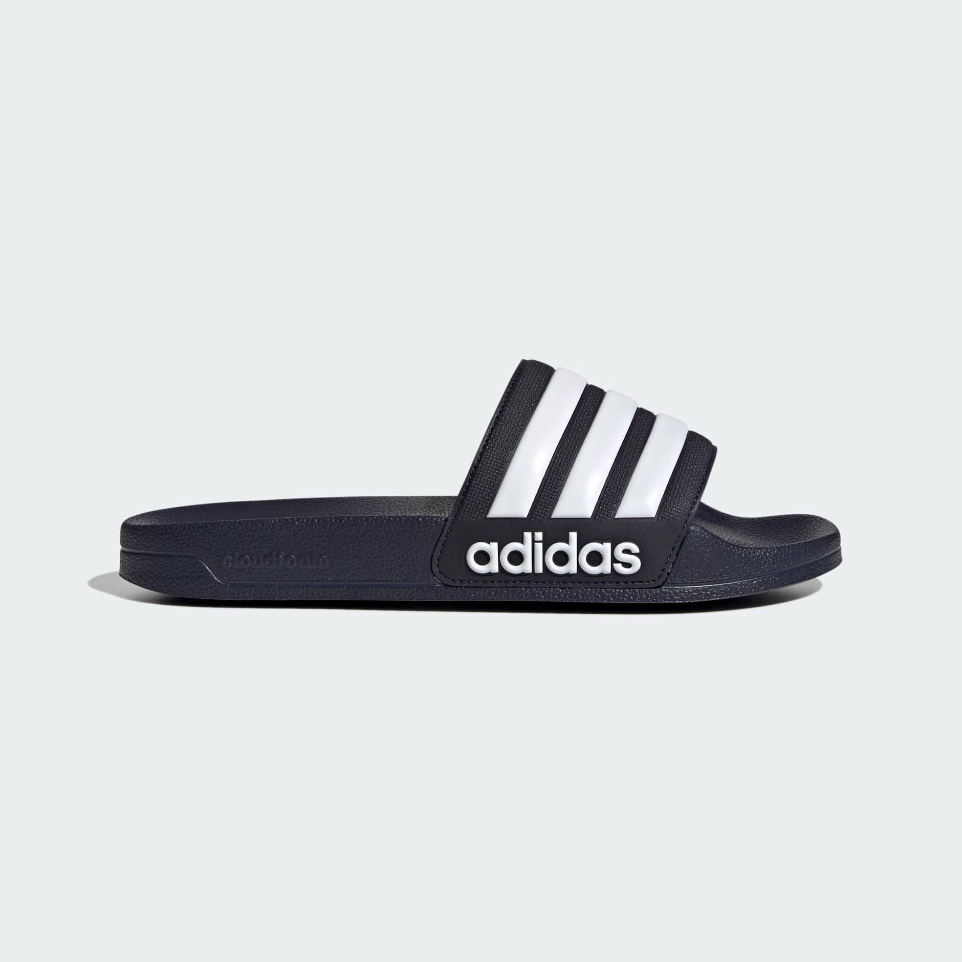 Black Adilette Shower Slides, , large image number 0