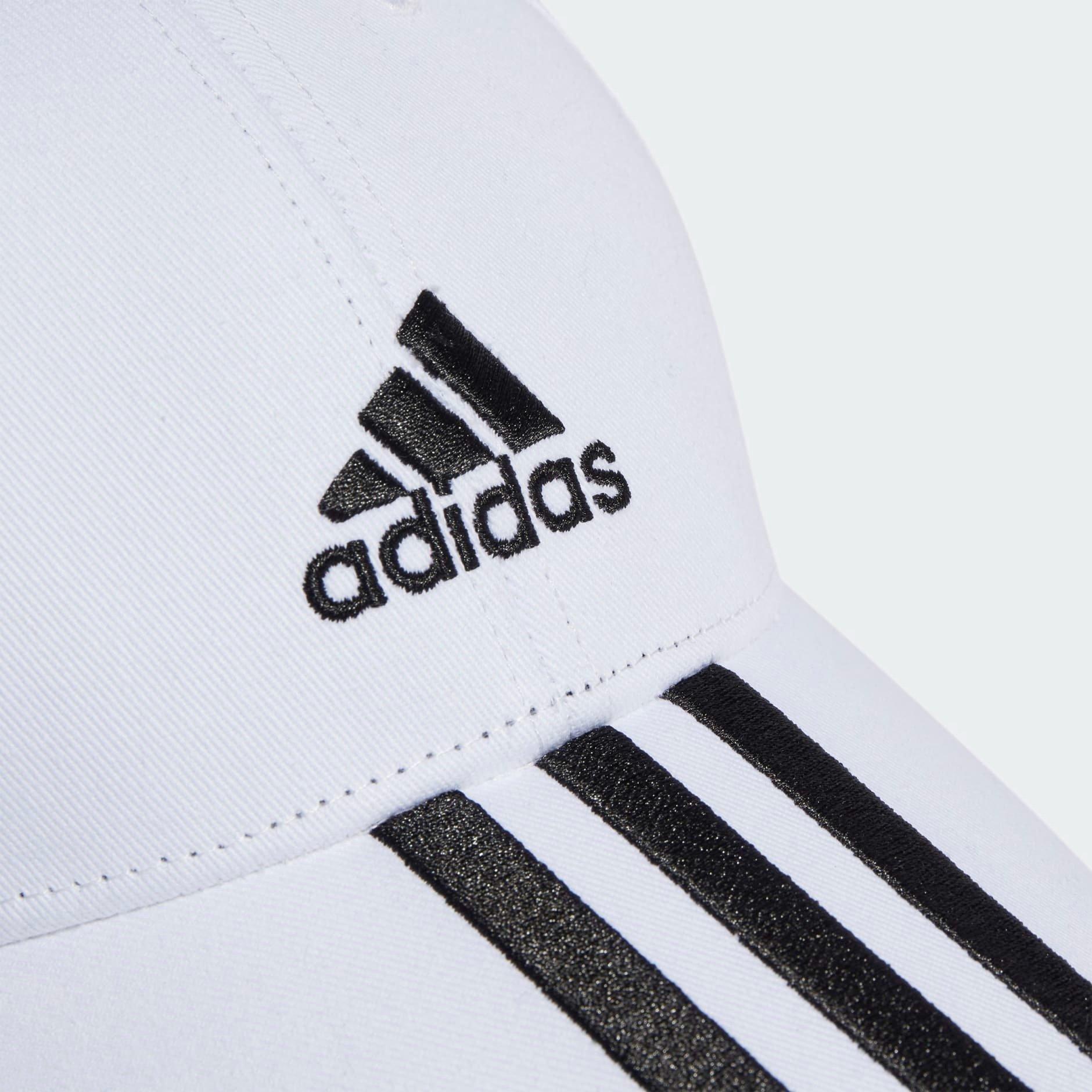 White 3-Stripes Cotton Twill Baseball Cap, , large image number 2