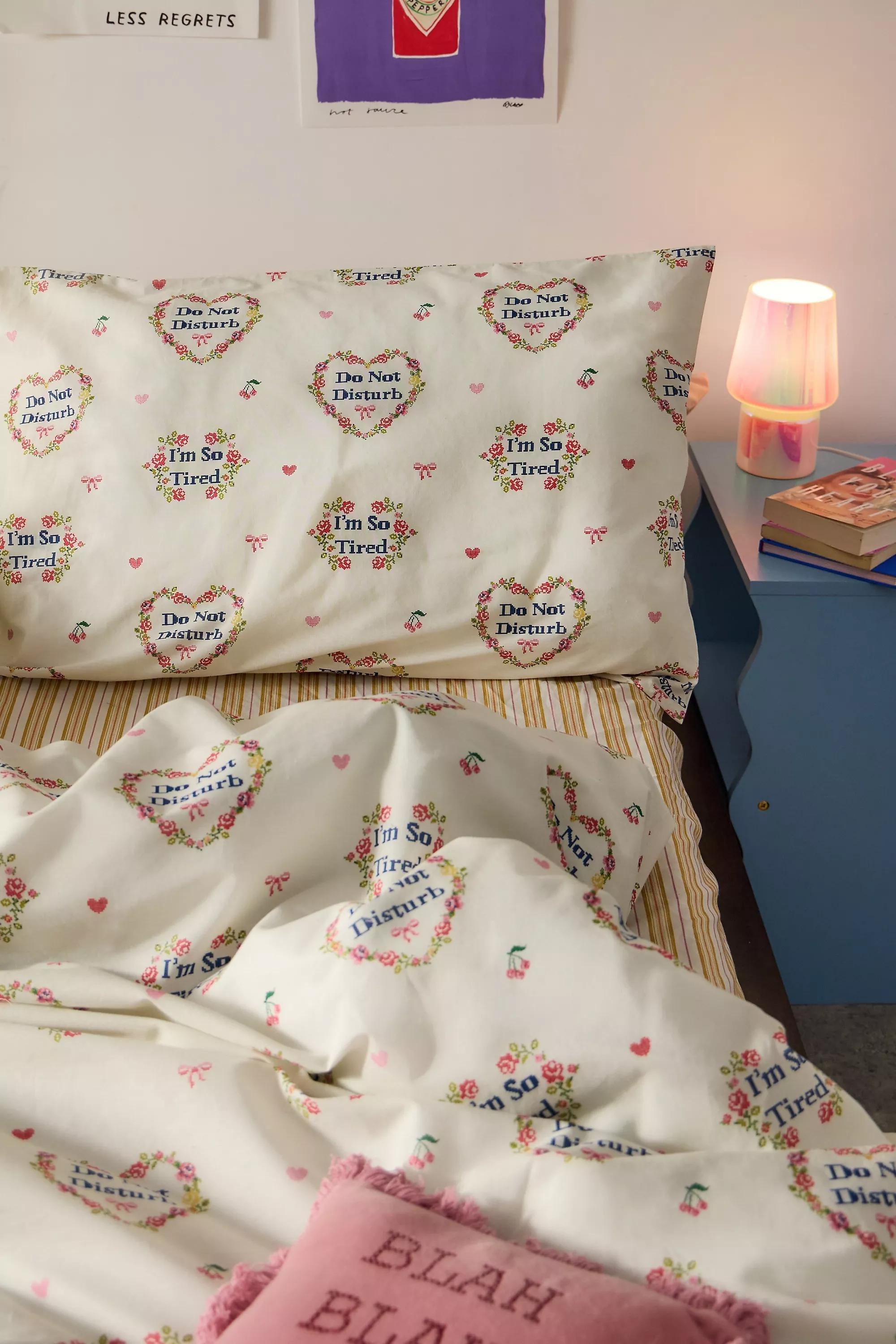 White Do Not Disturb Duvet Set, WHT, large image number 1