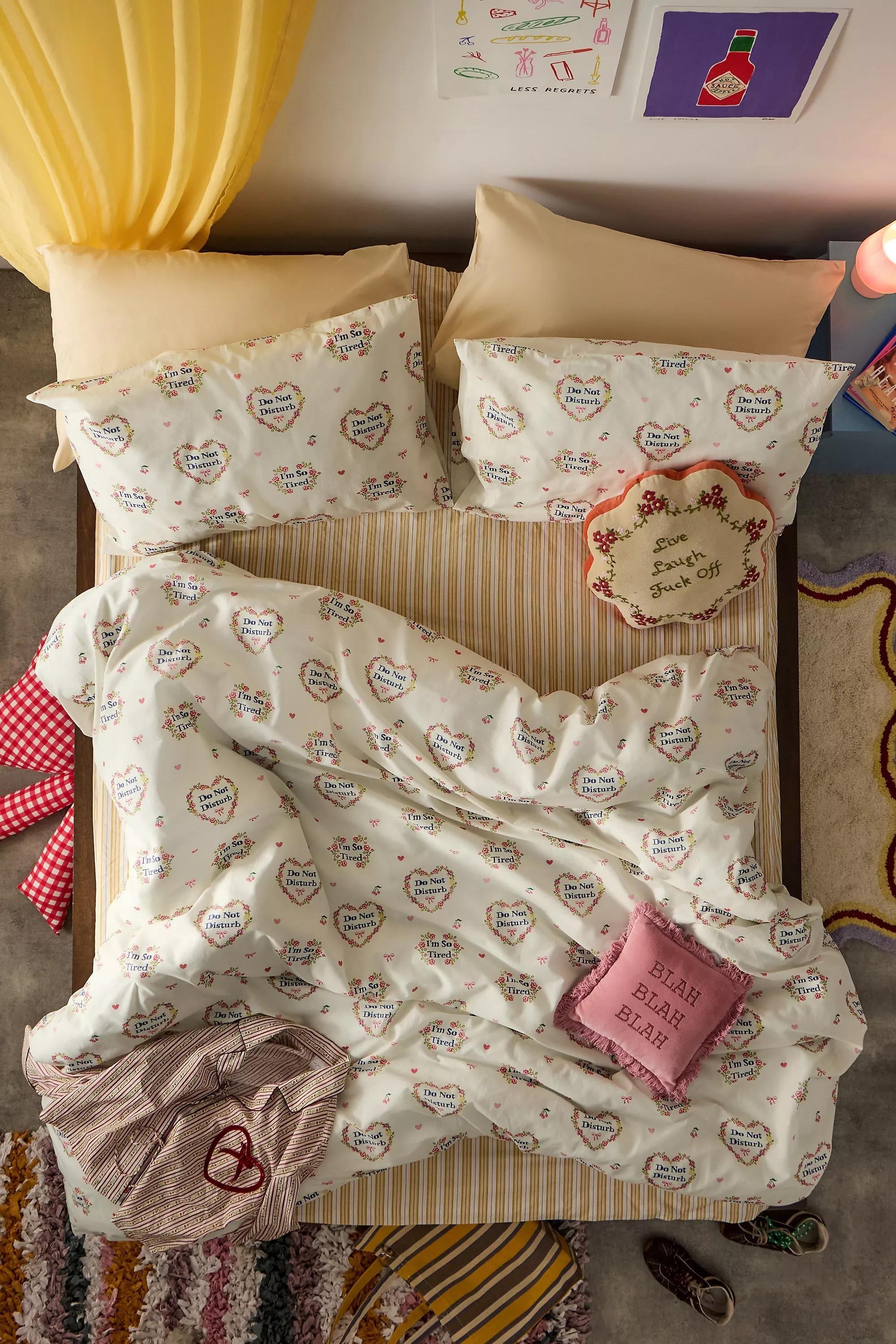 White Do Not Disturb Duvet Set, WHT, large image number 3