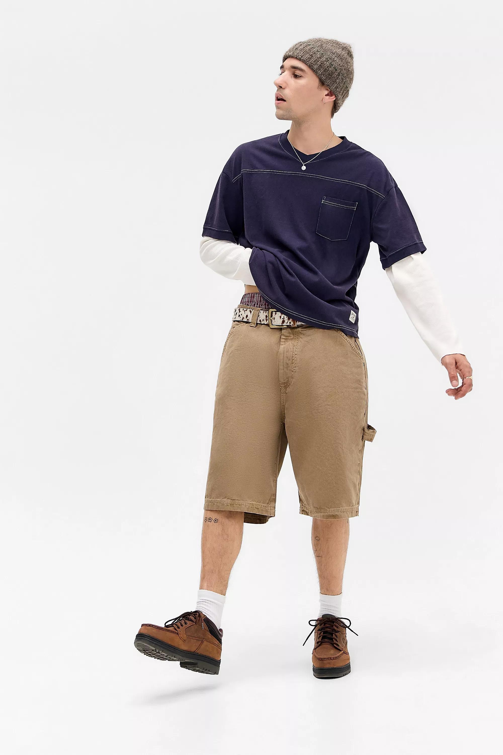 Navy Double Layer Waffle Sleeve T-Shirt, NAVY, medium