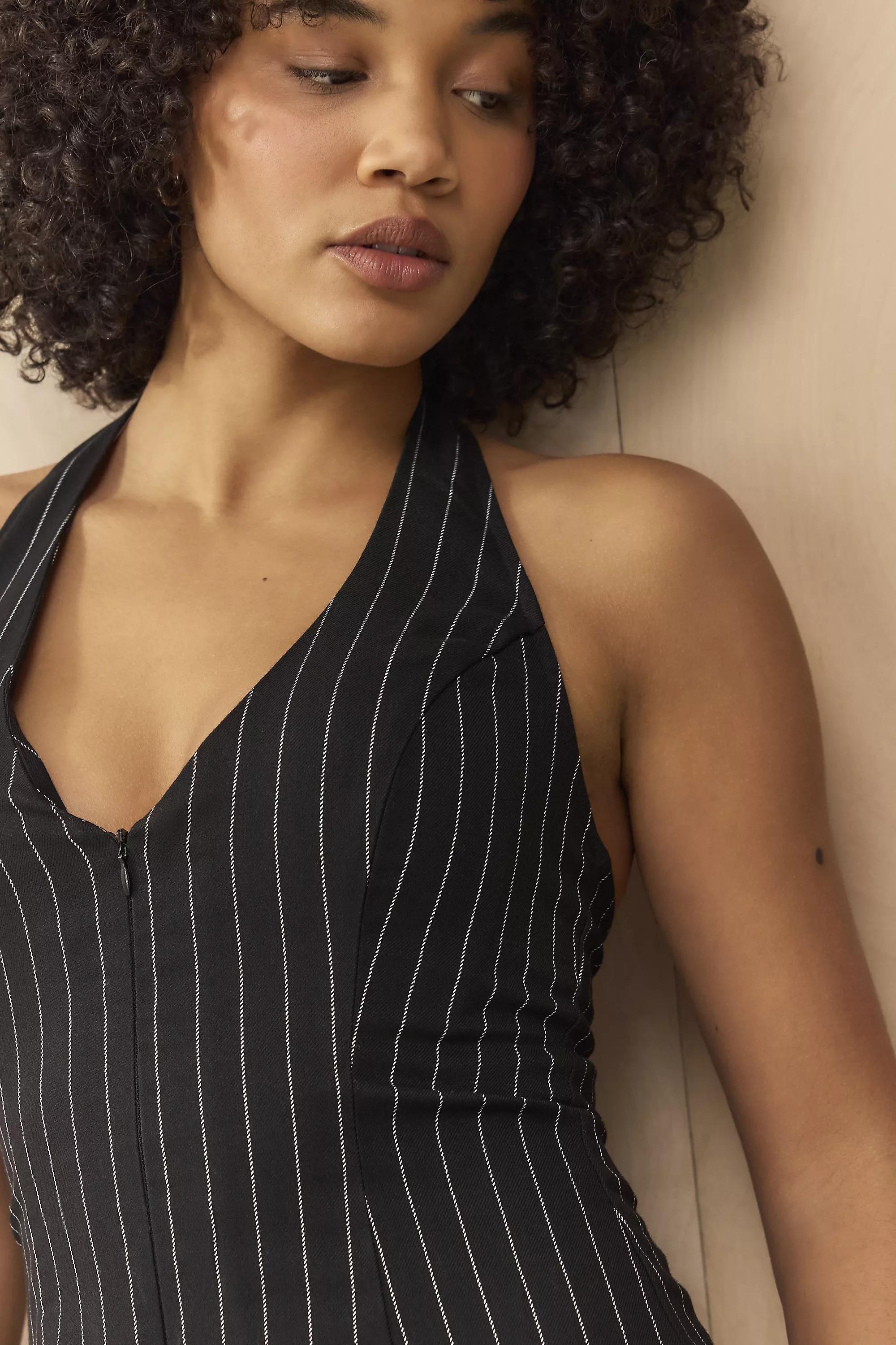 Black Silence + Noise Aliyah Stripe Halter Top, BLK, large image number 1