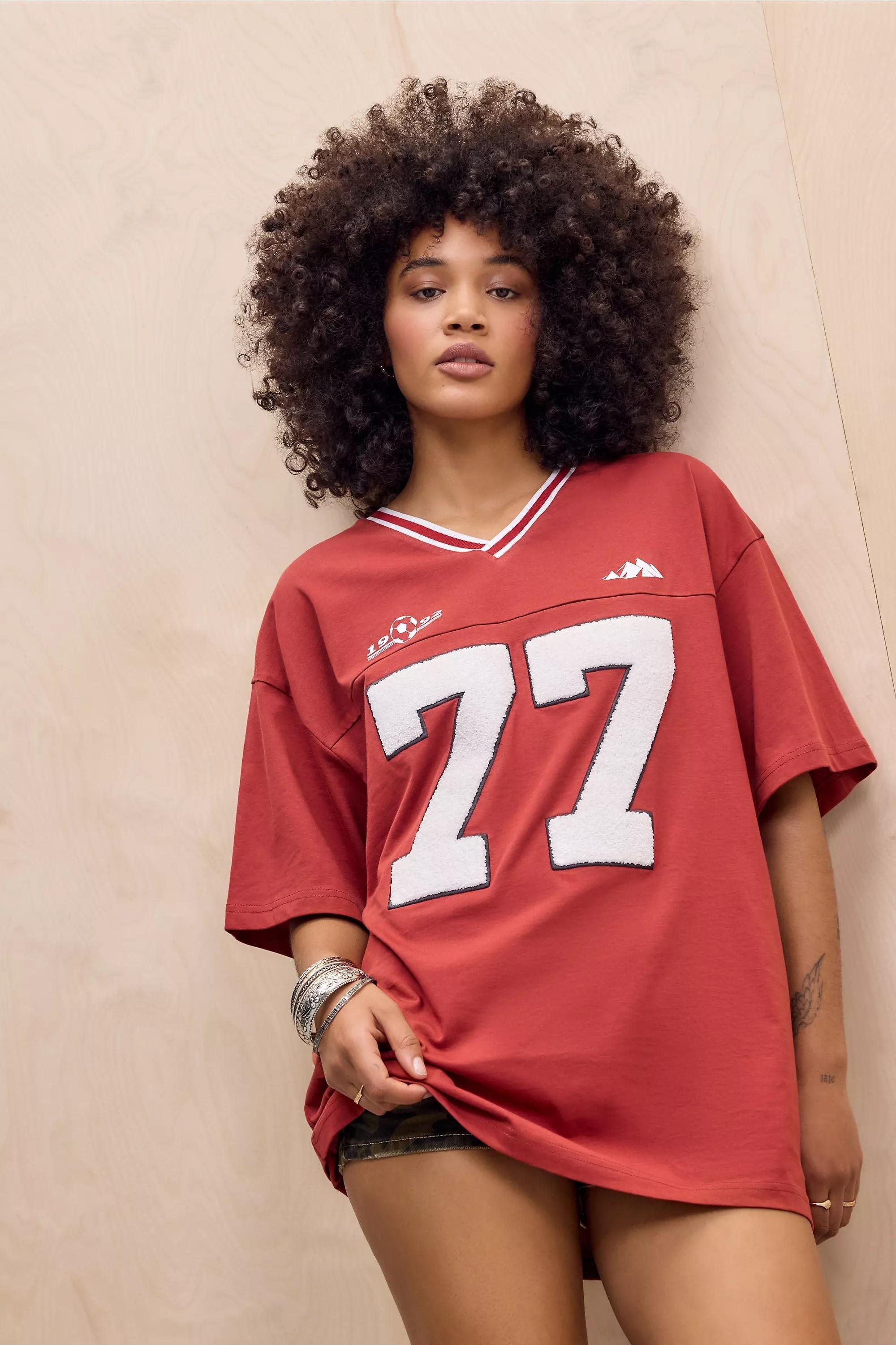 Red Uo Printed T-Shirt Dress, RED, large image number 0