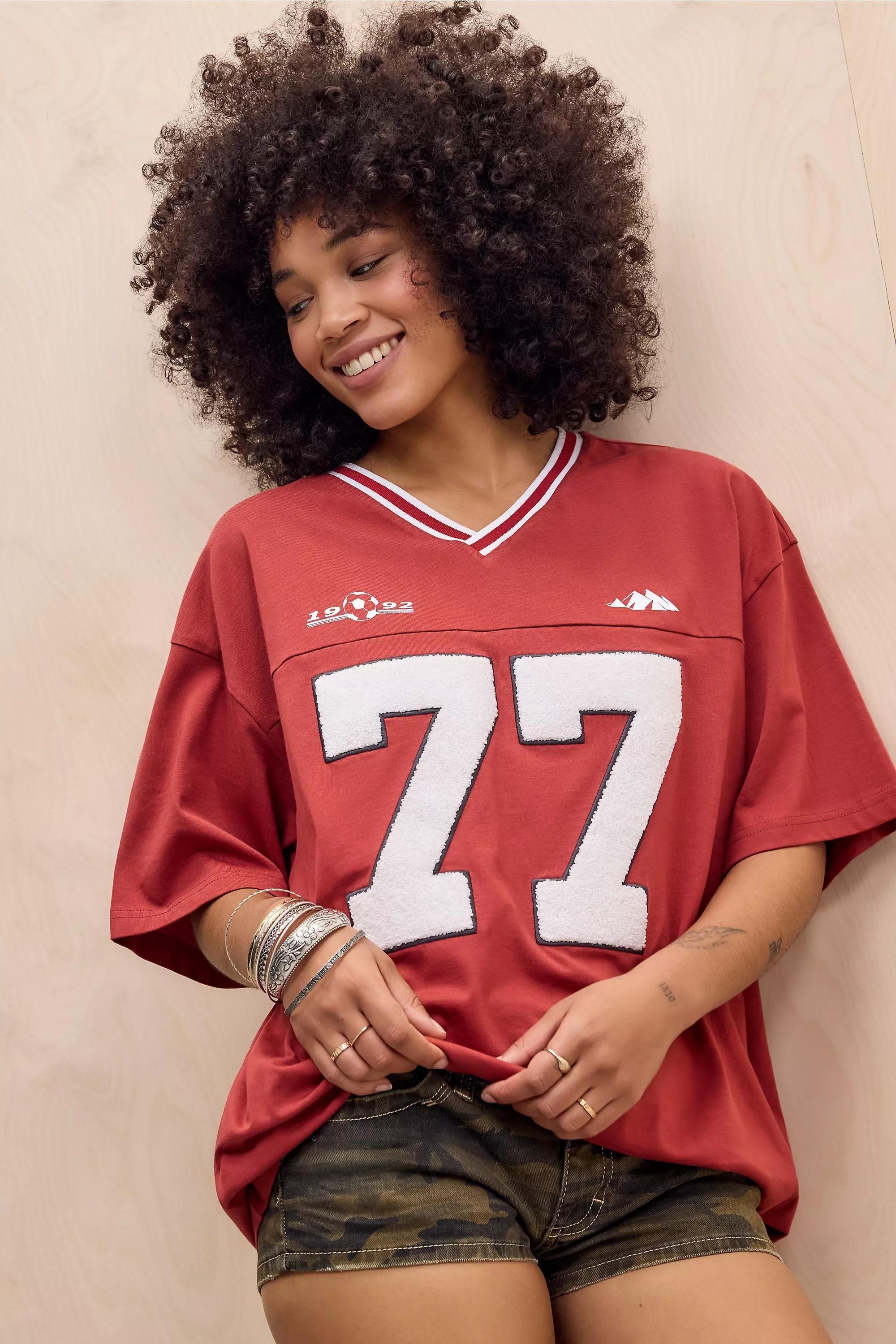 Red Uo Printed T-Shirt Dress, RED, large image number 1