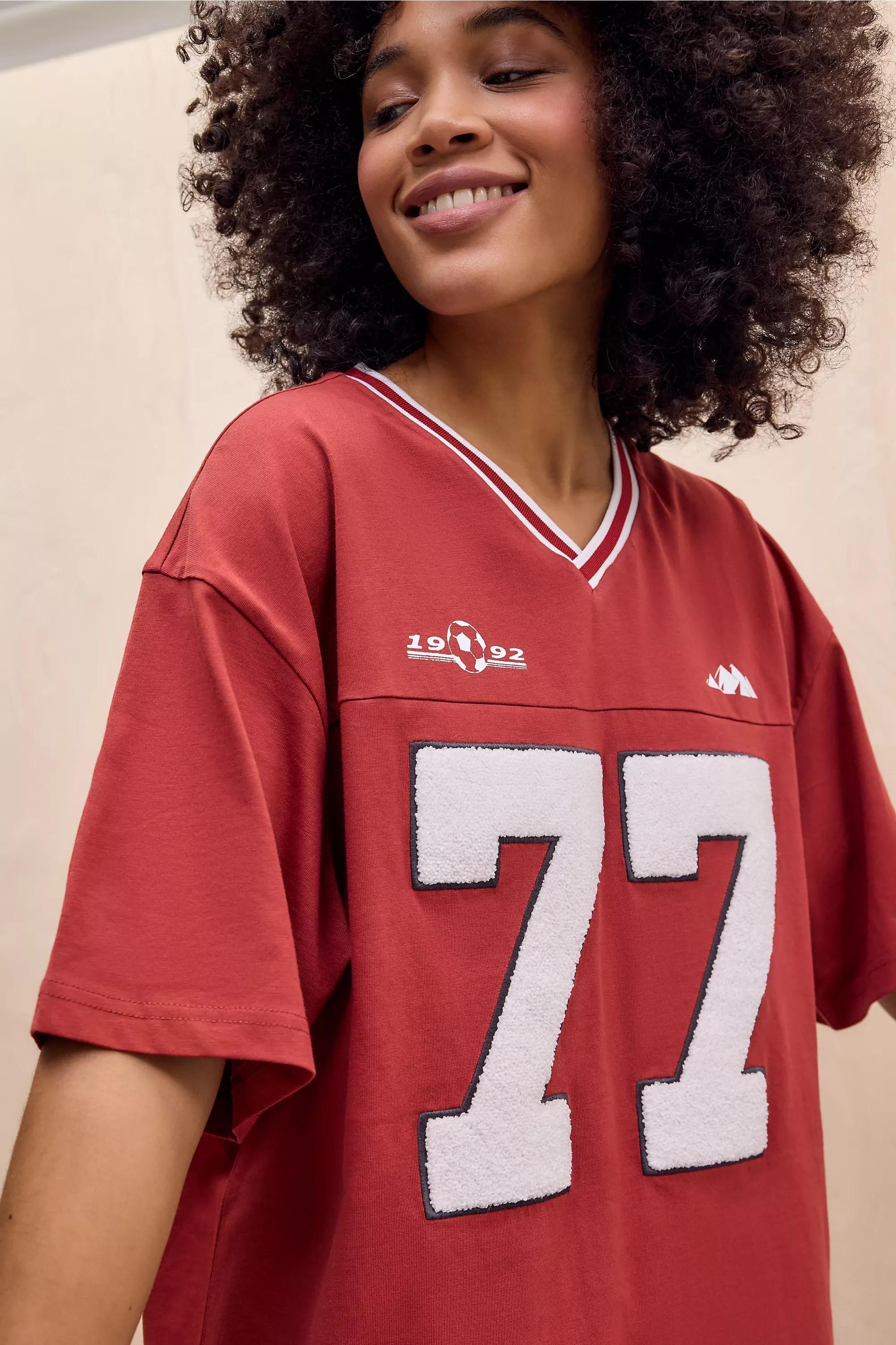 Red Uo Printed T-Shirt Dress, RED, large image number 3