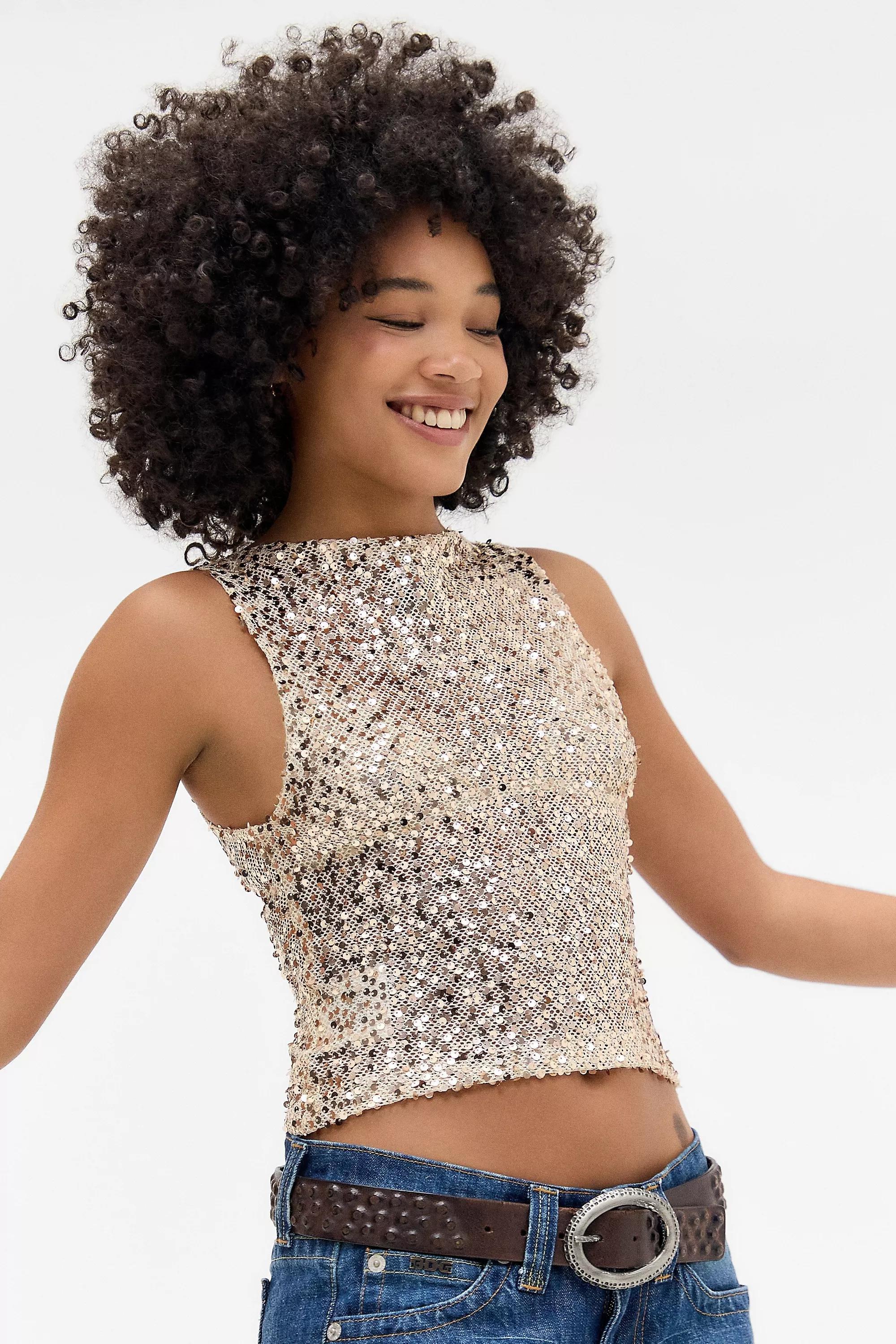 Gold Motel Dudley Sequin Top, , large image number 1
