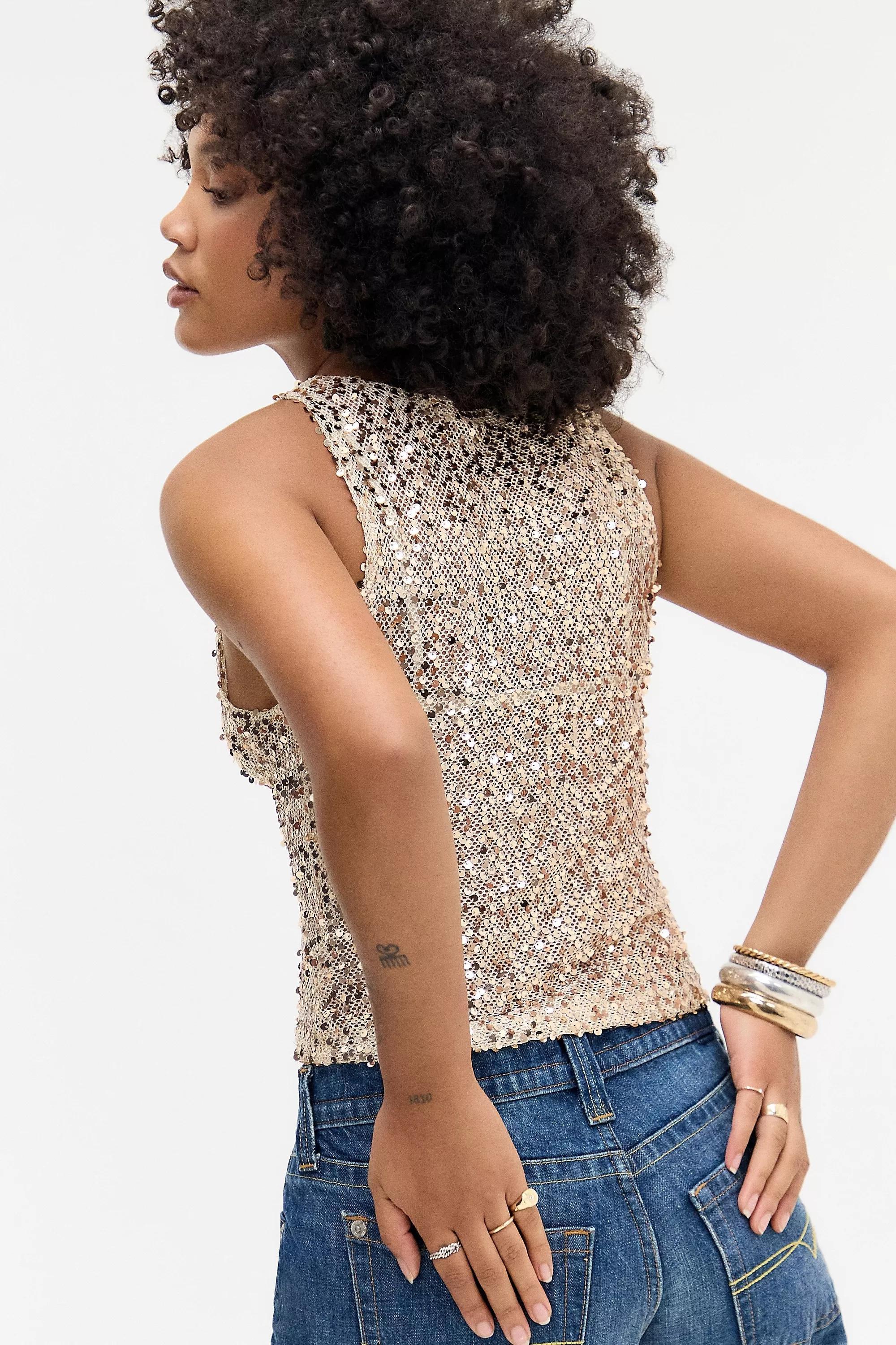Gold Motel Dudley Sequin Top, , large image number 3