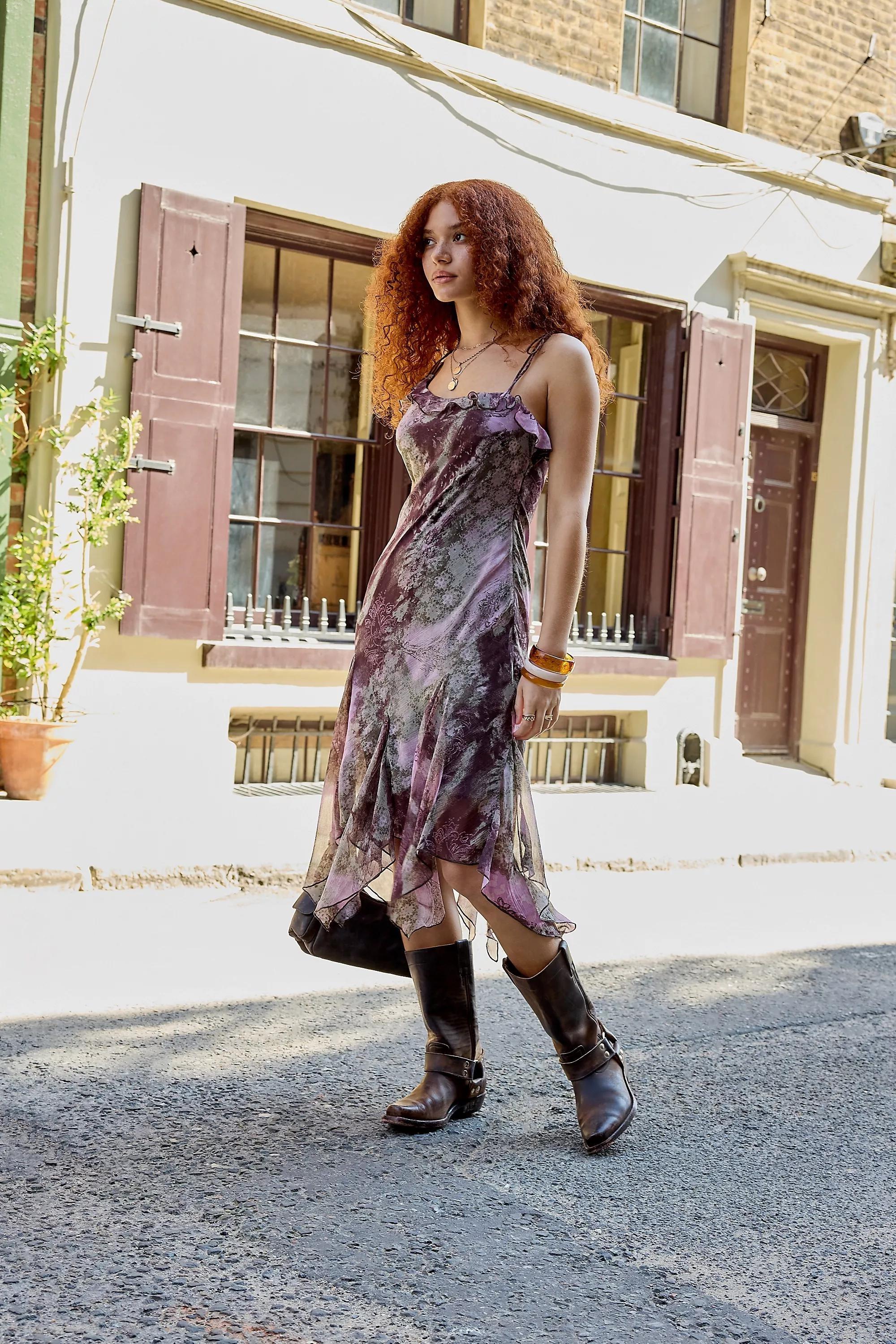 PURPLE PATTERN Kimchi Blue Rachel Godet Midi Dress, PP MOTIF, large image number 0