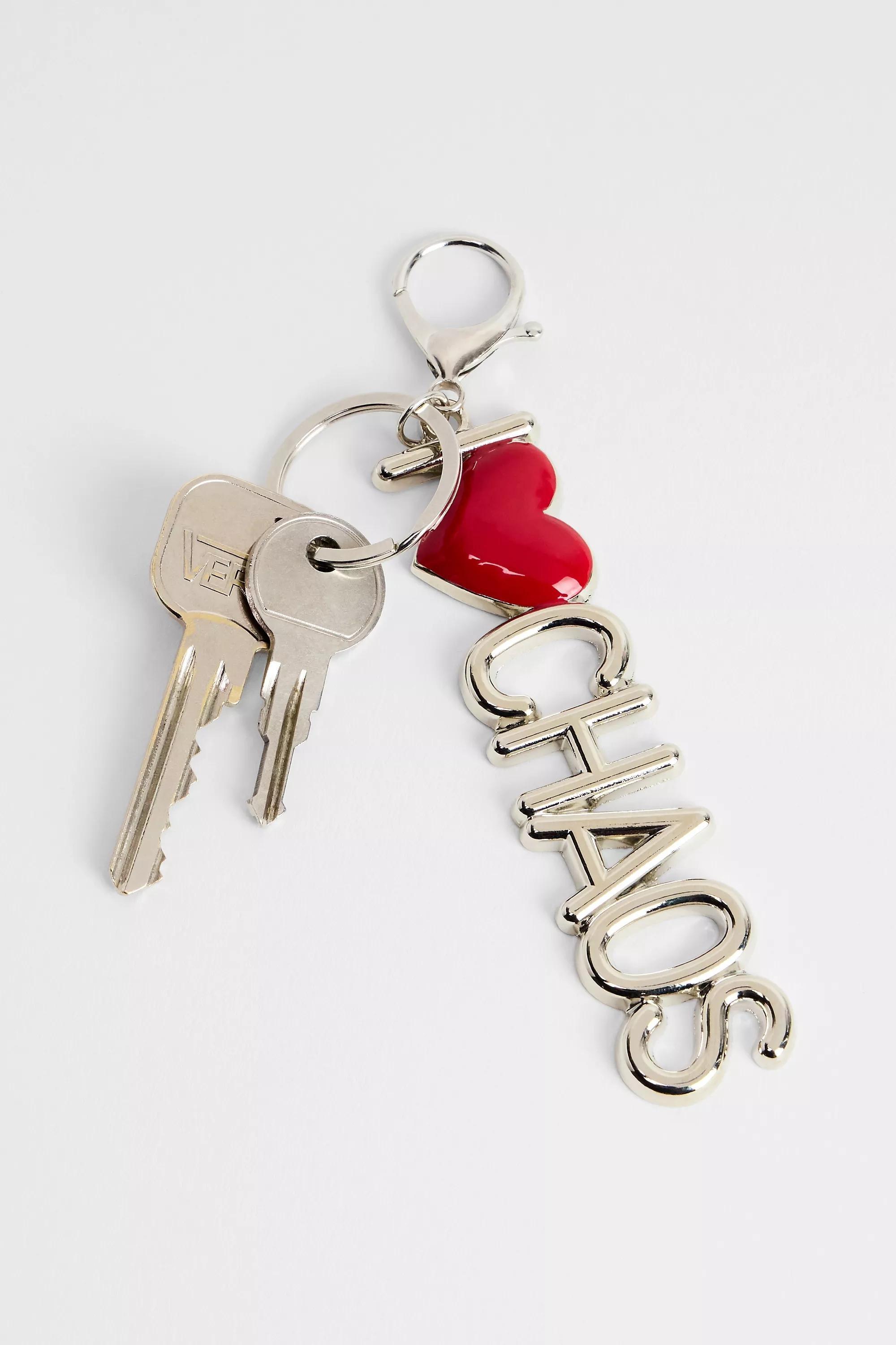 Red I Heart Chaos Keyring, ASSORT, large image number 1