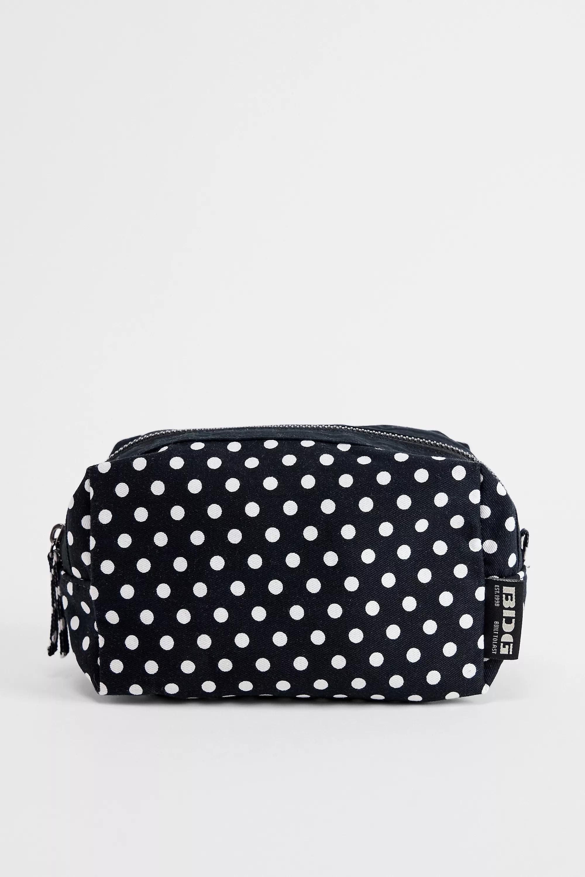 UO Canvas Polka Dot Makeup Bag, BLK, large image number 0
