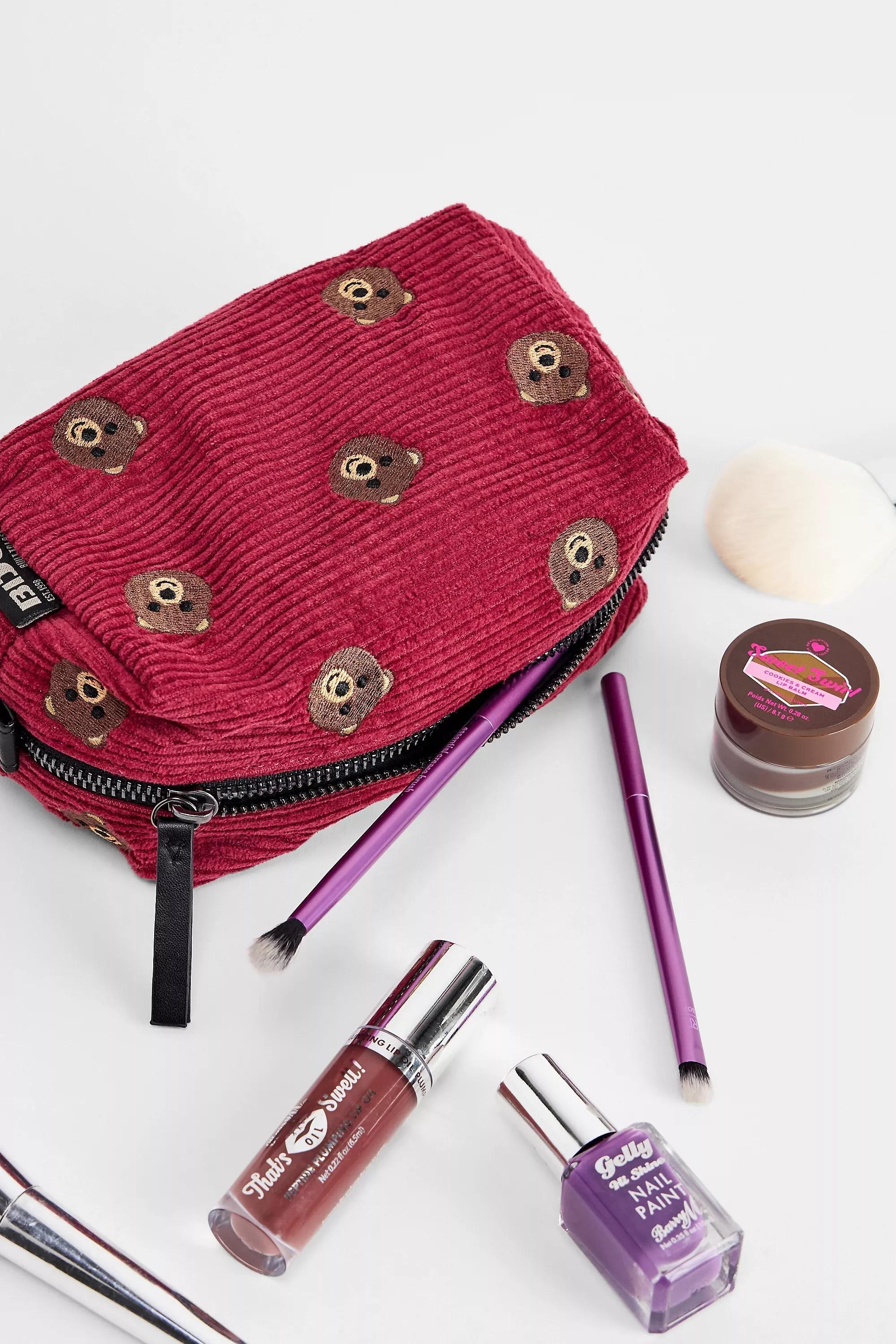 PURPLE BDG Teddy Corduroy Makeup Bag, PURP, medium