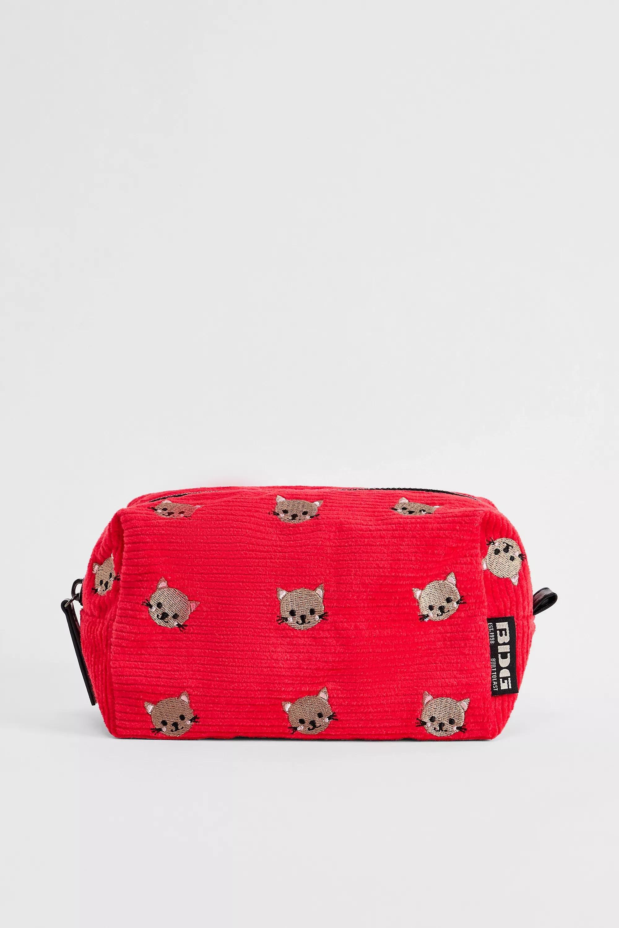 RED BDG Cat Corduroy Makeup Bag, RED, medium
