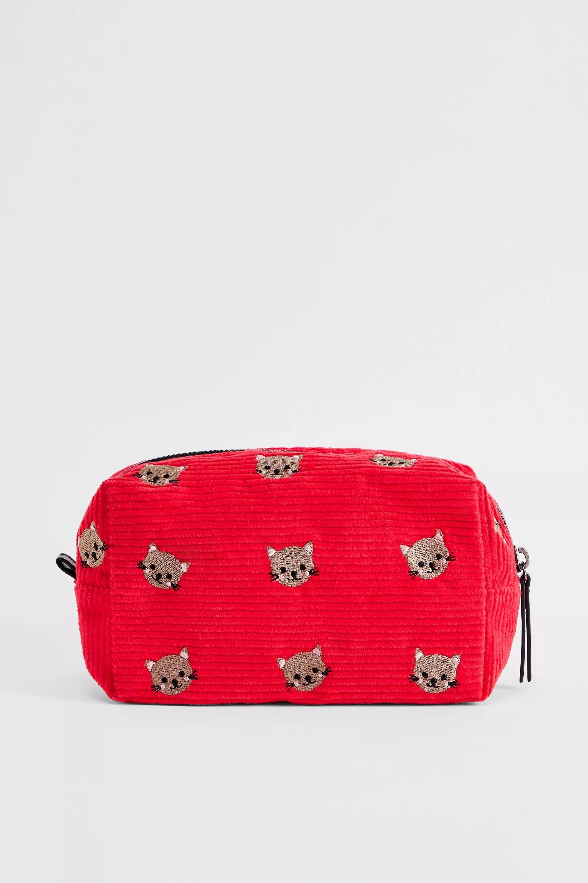 RED BDG Cat Corduroy Makeup Bag, RED, large image number 3