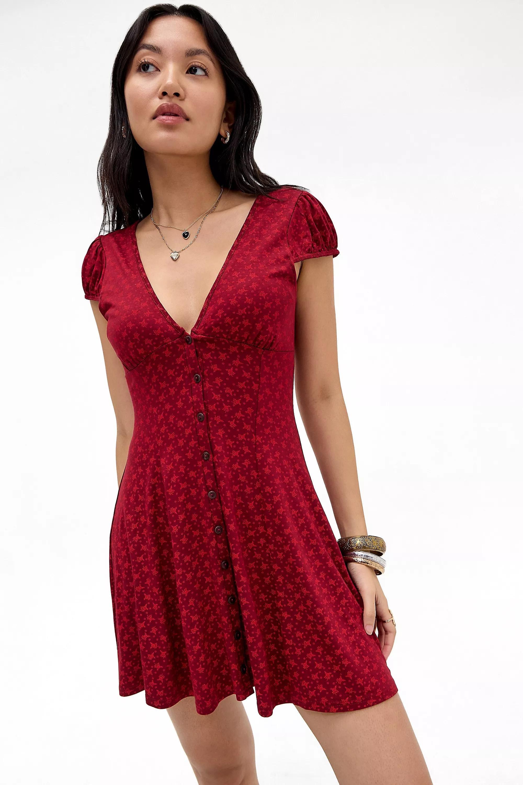 RED PATTERN Kimchi Blue Nadia Tea Dress, RD, medium