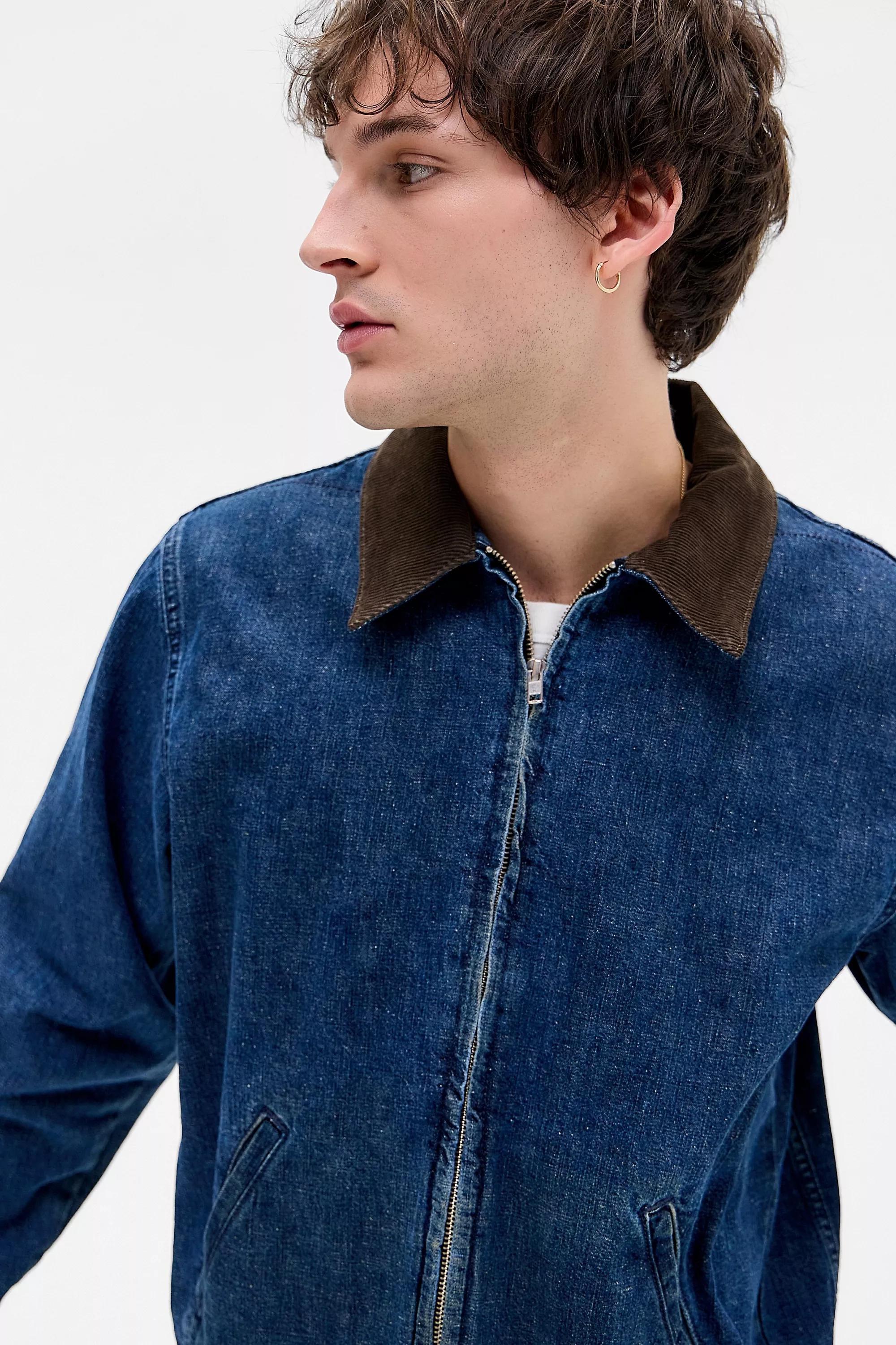 Blue Bdg Zip-Through Denim Worker Jacket, BLUE, medium