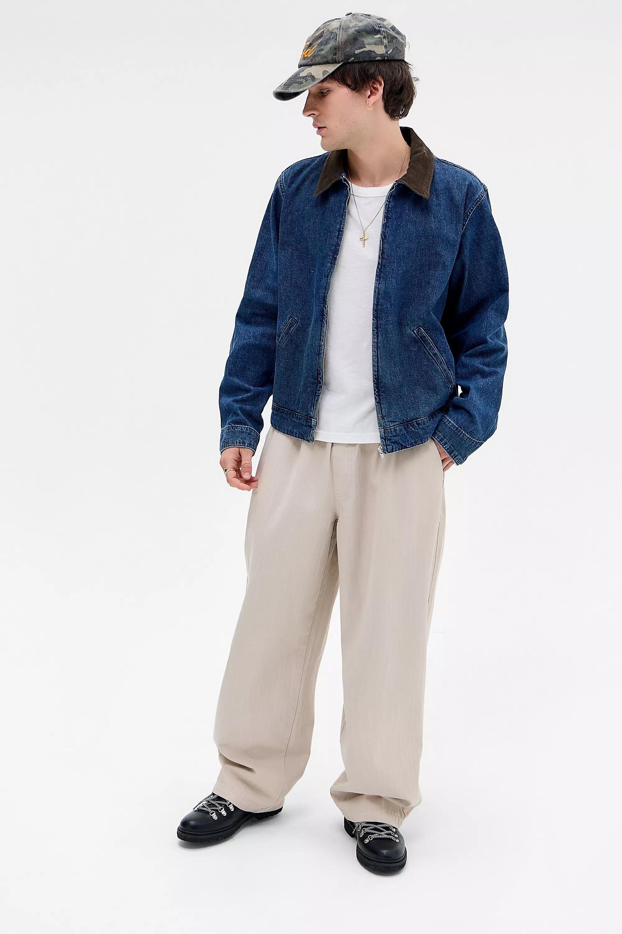 Blue Bdg Zip-Through Denim Worker Jacket, BLUE, large image number 1