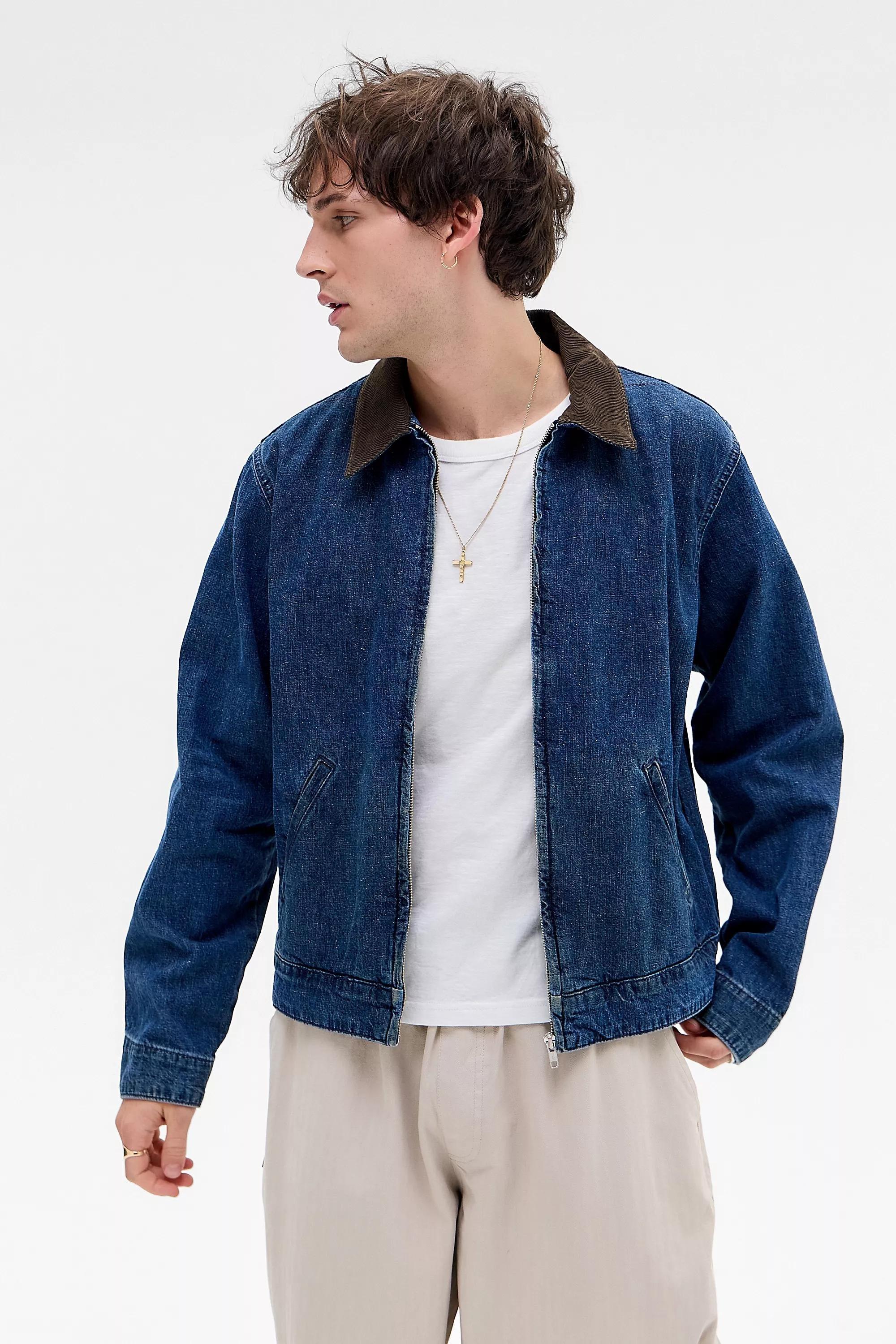 Blue Bdg Zip-Through Denim Worker Jacket, BLUE, large image number 2