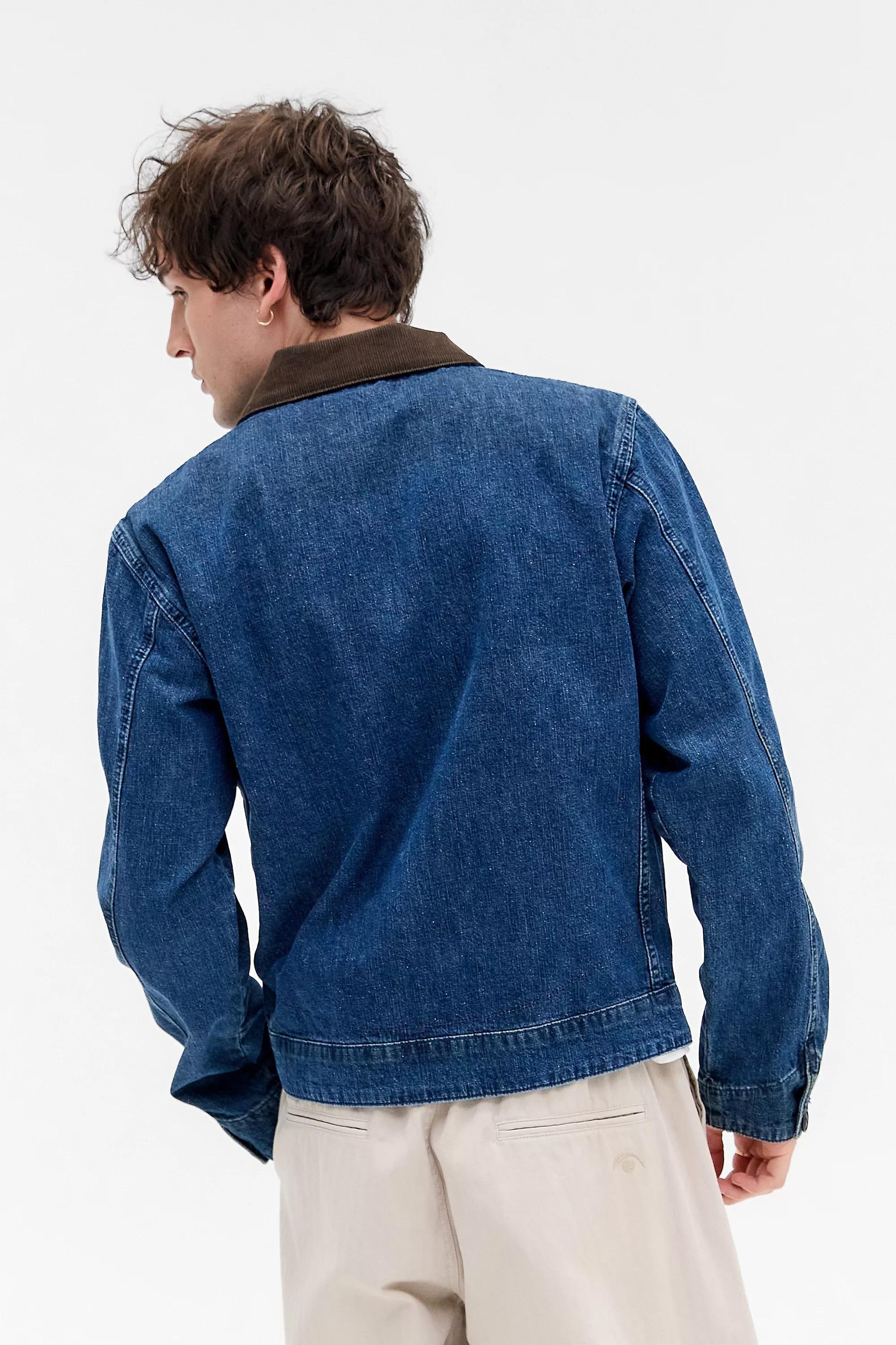 Blue Bdg Zip-Through Denim Worker Jacket, BLUE, large image number 3